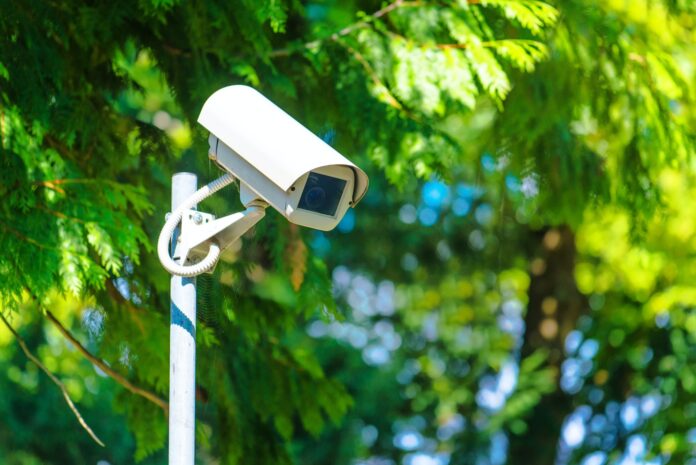 CCTV security camera for surveillance in green park