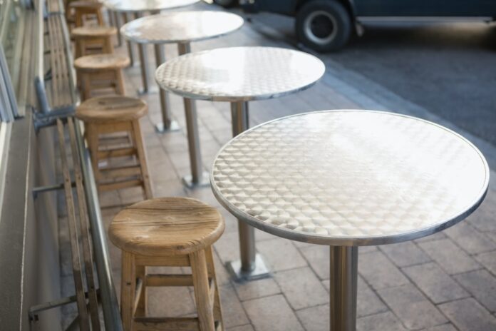 Stylish bar stool with table at the bakery