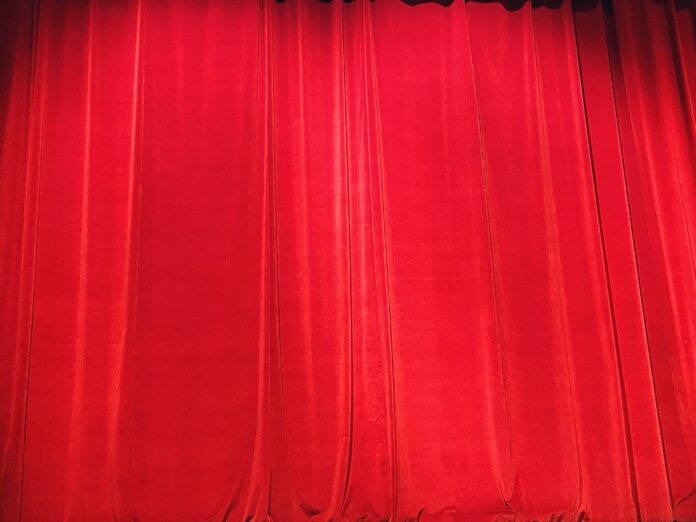 Theatre red velvet curtain